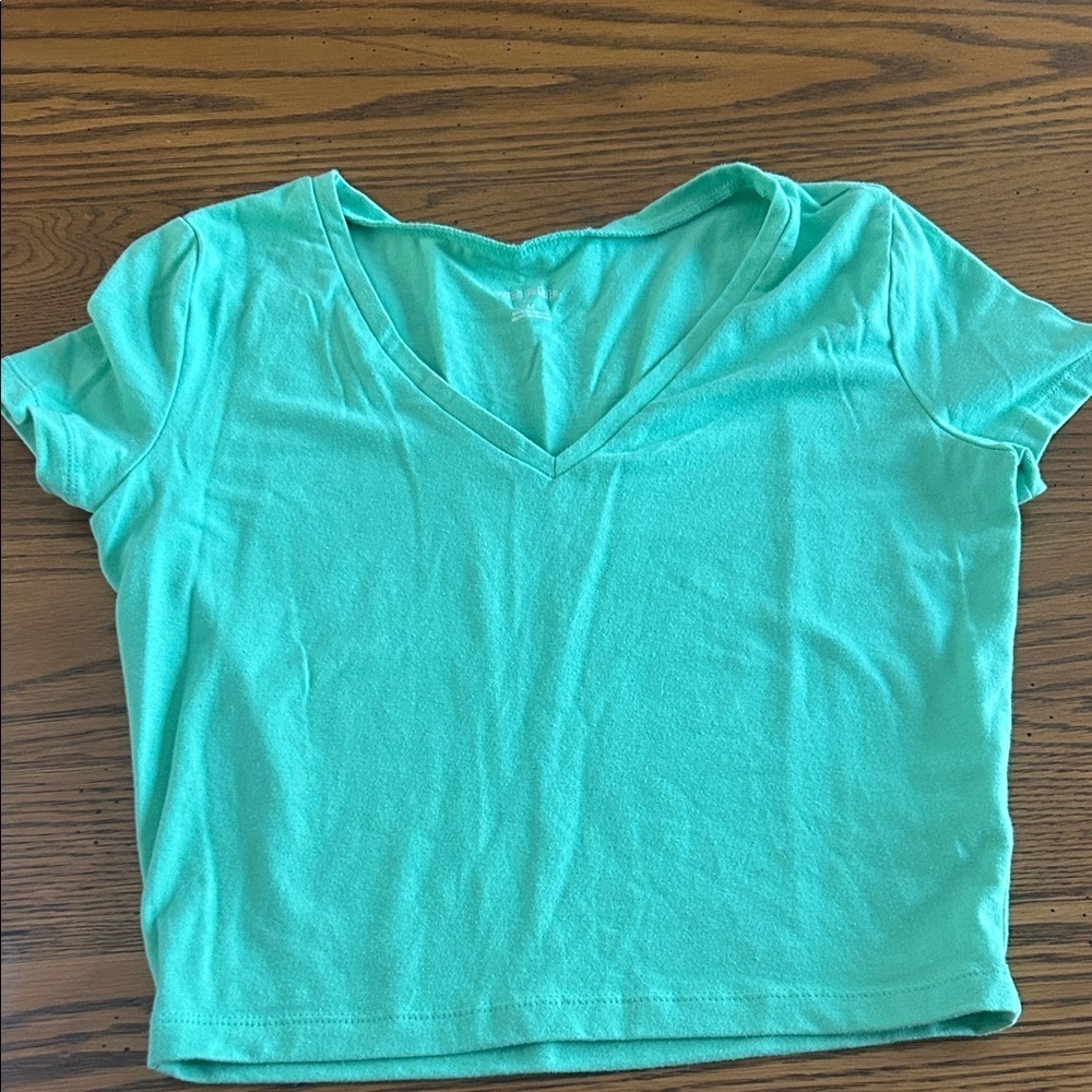 Wild Fable Teal V-Neck Crop Top/9